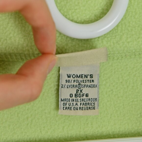 LL Bean 90s Fleece Polartec Thermal Oversized Mock Neck Lime Green Jacket Sz 2XL - Picture 11 of 16